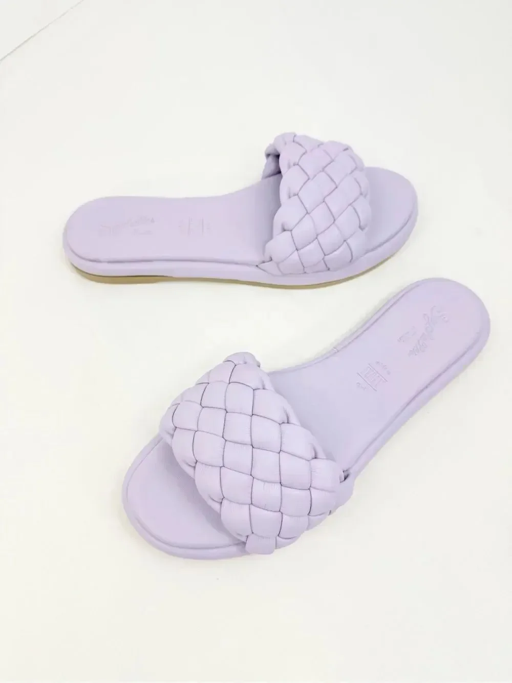 Seychelles BELLISSIMA Lavender Purple Puffy Woven Leather Padded Slide Sandals